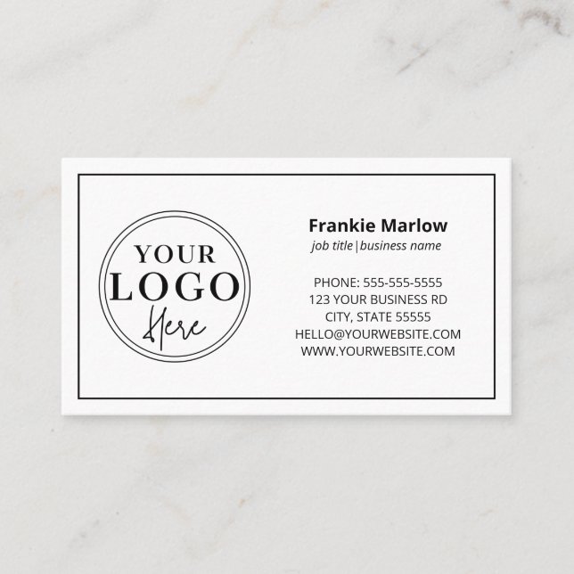 Benutzerdefiniertes Logo Modern Minimalistisch | w Visitenkarte (Vorderseite)