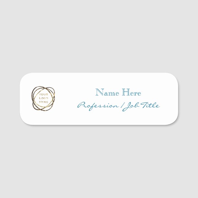 Benutzerdefiniertes Logo Moderne Elegante Aqua Tür Namensschild (Vorderseite)