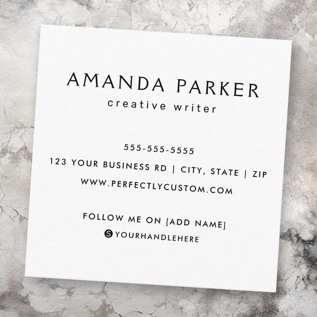 Benutzerdefiniertes Logo moderne minimalistische s Quadratische Visitenkarte (Custom logo modern minimalist social media icons square business card)