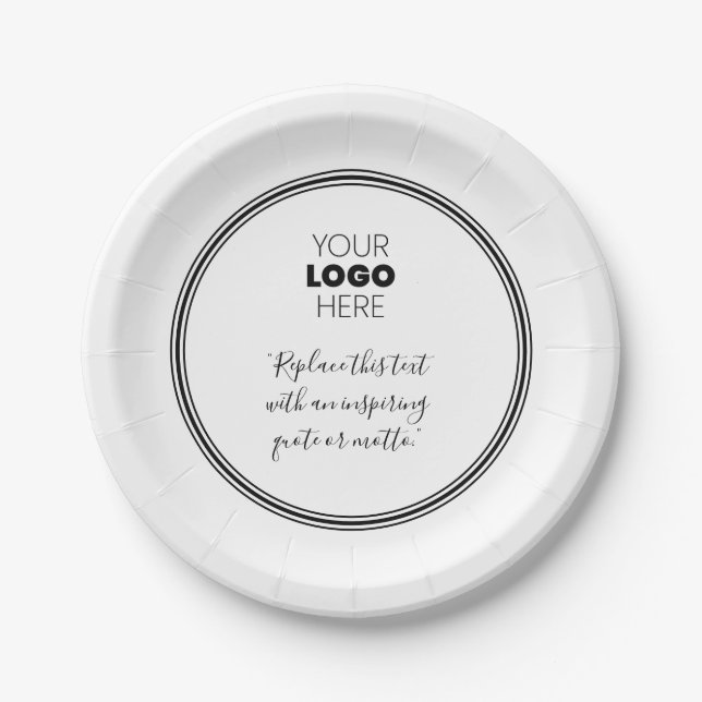 Benutzerdefiniertes Logo Moderne Schwarz-weiße Pap Pappteller (Vorderseite)