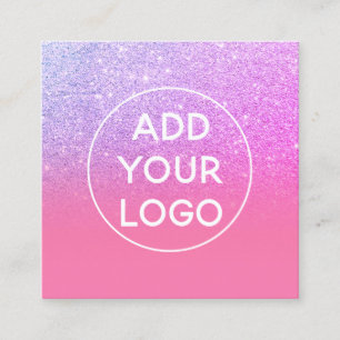 Benutzerdefiniertes Logo Moderner lila Glitzer Pin Quadratische Visitenkarte