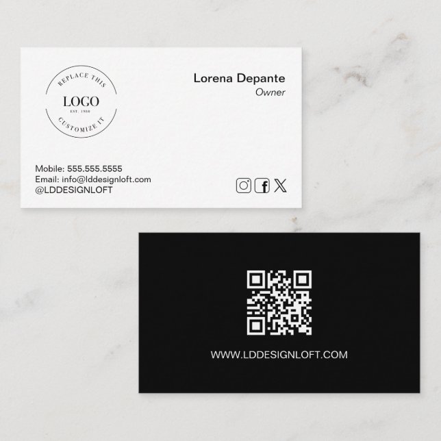 Benutzerdefiniertes Logo Moderner QR-Code für Mini Visitenkarte (Vorne/Hinten)
