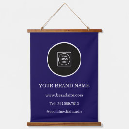 Benutzerdefiniertes Logo Modernes Unternehmens-Hän Wandteppich Mit Holzrahmen