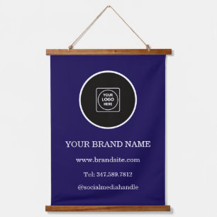 Benutzerdefiniertes Logo Modernes Unternehmens-Hän Wandteppich Mit Holzrahmen
