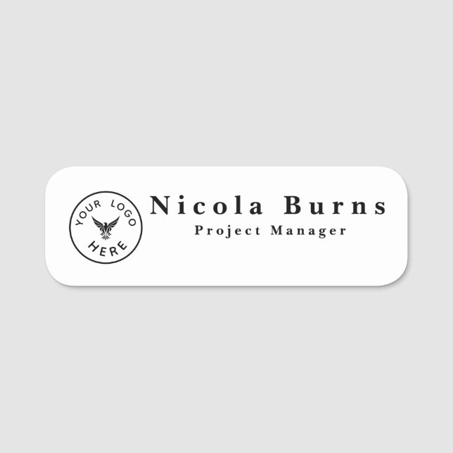 Benutzerdefiniertes Logo Namensschild | Minimalist (Vorderseite)