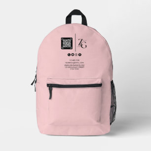 Benutzerdefiniertes Logo QR Code Business Pink H Bedruckter Rucksack