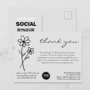 Benutzerdefiniertes Logo & QR-Code Danke Geschäft Postkarte