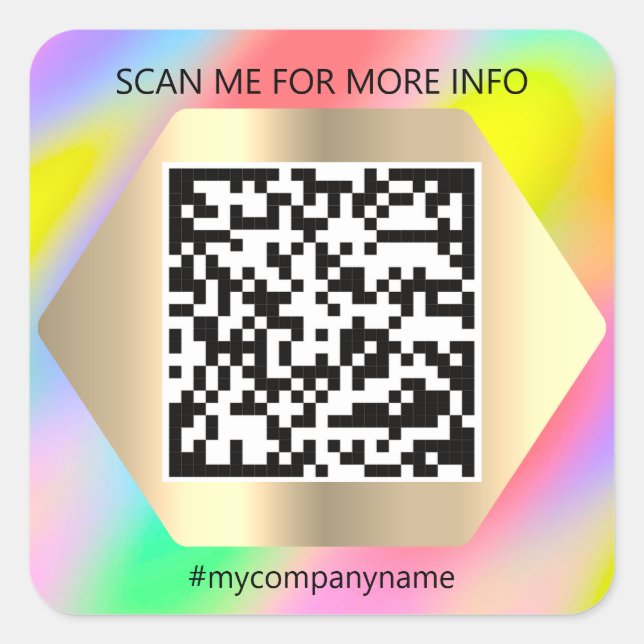 Benutzerdefiniertes Logo QR Code Prüfung Me Name-T Quadratischer Aufkleber (Vorderseite)