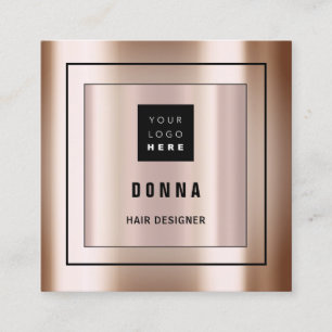 Benutzerdefiniertes Logo QR CODE Rose Gold Gerahmt Quadratische Visitenkarte