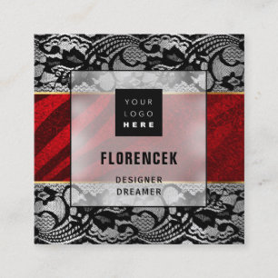 Benutzerdefiniertes Logo QR CODE Silver Gray Black Quadratische Visitenkarte