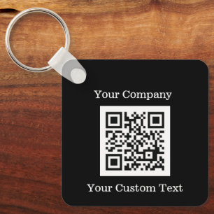 Benutzerdefiniertes Logo QR Code Text Black Compan Schlüsselanhänger