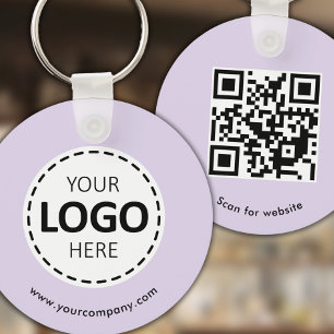 Benutzerdefiniertes Logo, QR-Code und Text, Lavend Schlüsselanhänger