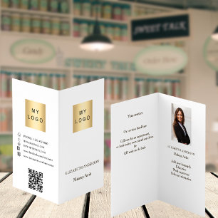 Benutzerdefiniertes Logo Qr Foto Social Media weiß Visitenkarten