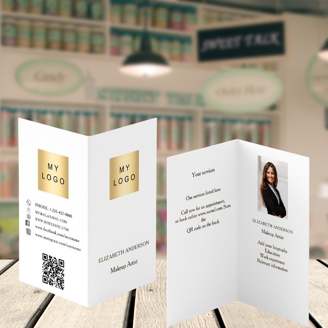 Benutzerdefiniertes Logo Qr Foto Social Media weiß Visitenkarten (Von Creator hochgeladen)