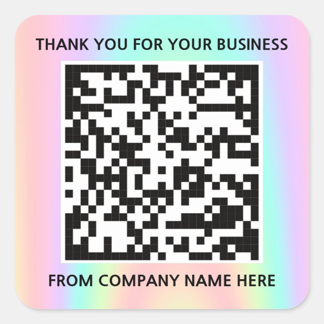 Benutzerdefiniertes Logo QRCode Name Vielen Dank H Quadratischer Aufkleber (Vorderseite)