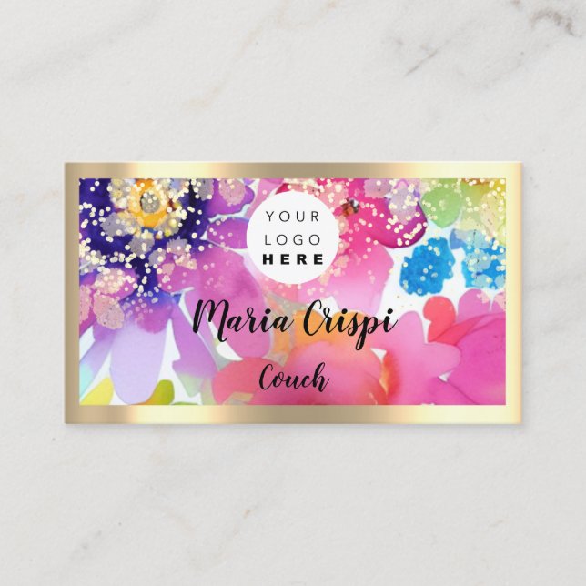 Benutzerdefiniertes Logo QRCode Wasserfarbe Gold S Visitenkarte (Vorderseite)