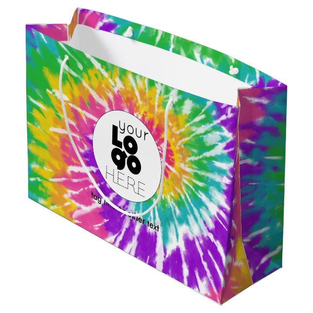 Benutzerdefiniertes Logo-Rainbow-Krawatte-Dye-XL-P Große Geschenktüte (Rückseite Schrägansicht)