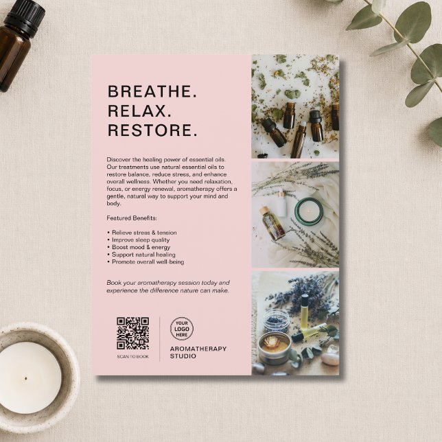 Benutzerdefiniertes Logo Rosa Aromatherapie Spa Ge Flyer (Custom Logo Pink Aromatherapy Spa Business Flyer)