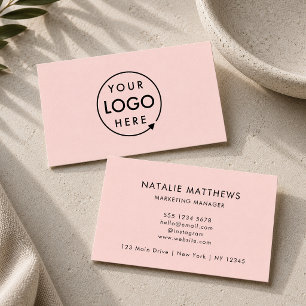 Benutzerdefiniertes Logo Rosa Minimalistisch Ber Visitenkarte
