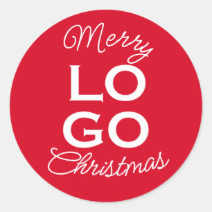 Benutzerdefiniertes Logo Rot Frohe Weihnachten Runder Aufkleber