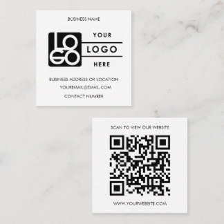 Benutzerdefiniertes Logo Schwarz Weiß QR-Code-Webs Quadratische Visitenkarte
