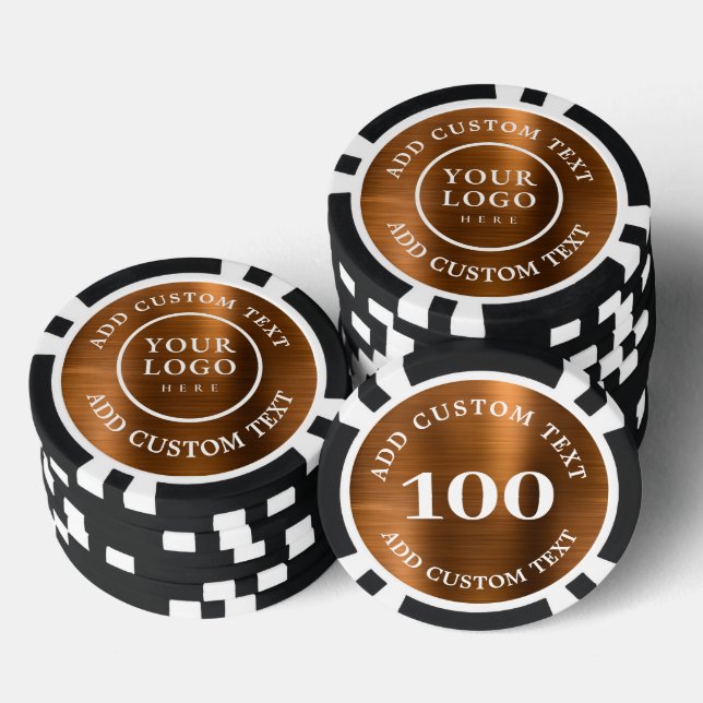Benutzerdefiniertes Logo & Text Bronze Business Ca Pokerchips (Stapel)