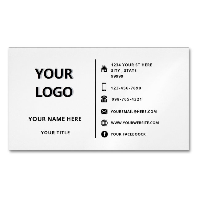 Benutzerdefiniertes Logo Text Info Firmenkartenmag Magnetische Visitenkarte (Vorderseite)