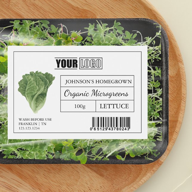 Benutzerdefiniertes Logo und Barcode Lettuce Micro Lebensmitteletikett (Von Creator hochgeladen)