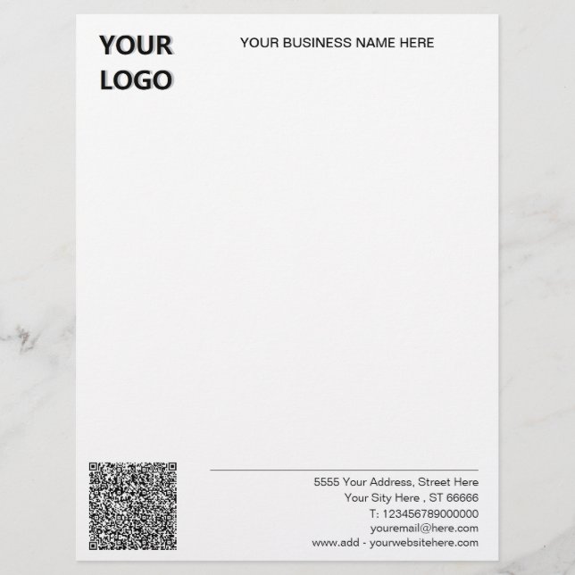 Benutzerdefiniertes Logo und Name des QR-Codes Briefbogen (Vorderseite)