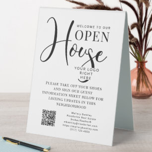 Benutzerdefiniertes Logo und QR Code Offenes Haus Tischaufsteller