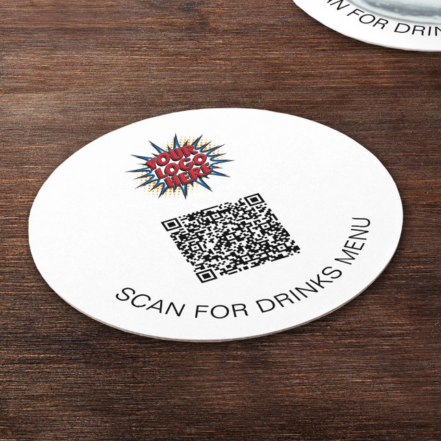 Benutzerdefiniertes Logo und QR-Code Papier Geträn Runder Pappuntersetzer (Von Creator hochgeladen)