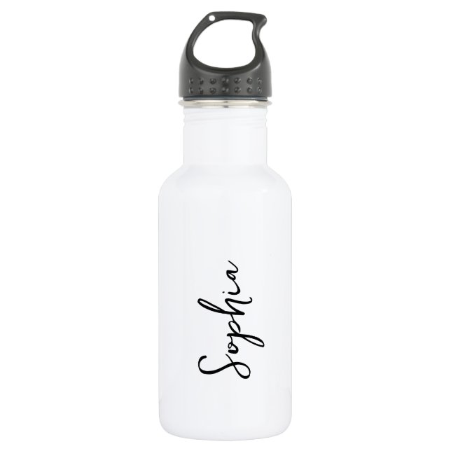 Benutzerdefiniertes Logo und Text auf schwarz Edelstahlflasche (Vorderseite)