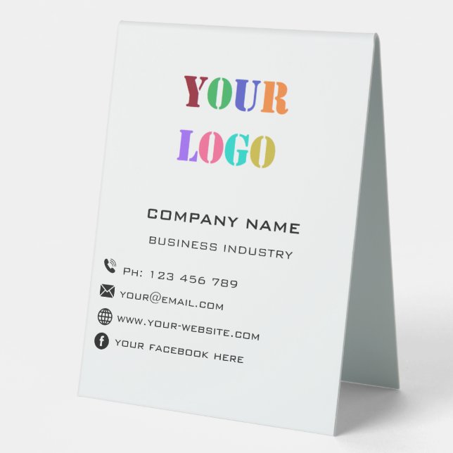 Benutzerdefiniertes Logo und Text für Ihr Business Tischaufsteller (Vorderseite)