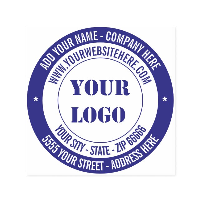 Benutzerdefiniertes Logo und Text Ihre Adresse Run Permastempel (Design)