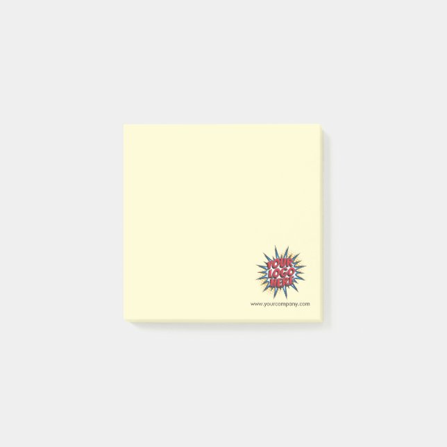 Benutzerdefiniertes Logo und Website-Info Gelb Post-it Klebezettel (Vorderseite)