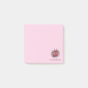 Benutzerdefiniertes Logo und Website-Info Rosa Post-it Klebezettel