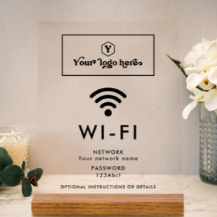 Benutzerdefiniertes Logo Wi-Fi-Netzwerk & Passwort Acrylschild
