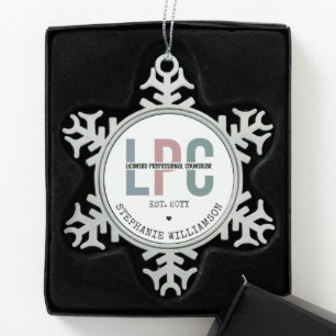 Benutzerdefiniertes LPC-lizenziertes Berufliches R Schneeflocken Zinn-Ornament