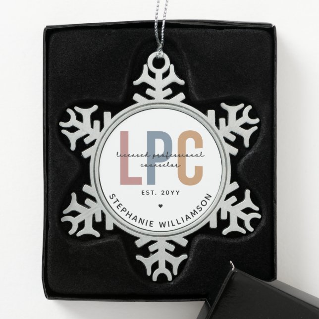 Benutzerdefiniertes LPC-lizenziertes Berufliches R Schneeflocken Zinn-Ornament (Box)
