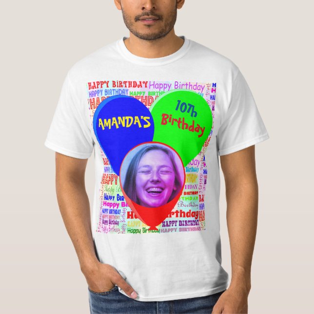 Benutzerdefiniertes lustiges Foto und Name glückli T-Shirt (Vorderseite)