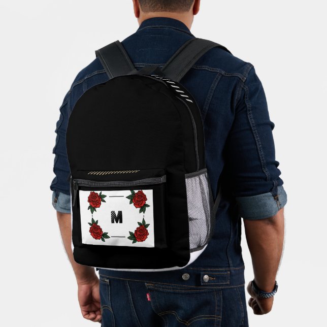 Benutzerdefiniertes "M" Monogramm mit schwarzem Hi Bedruckter Rucksack (Insitu (Modell))