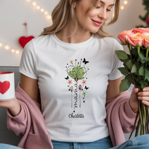 Benutzerdefiniertes Mama-Skript Florales Minimalis T-Shirt