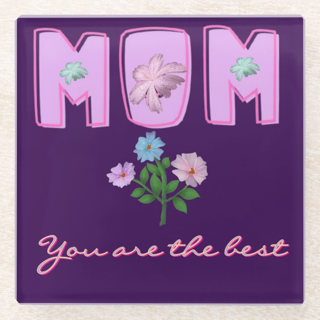 Benutzerdefiniertes Mama-Typografie-Design,  Glasuntersetzer (Vorderseite)