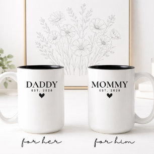 Benutzerdefiniertes Mama- und Papa-Tassenset-Gesch Zweifarbige Tasse