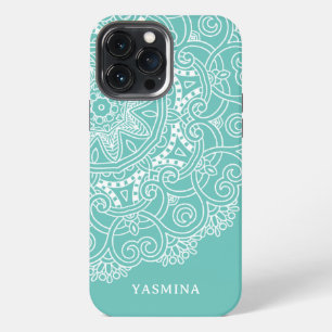 Benutzerdefiniertes Mandala-Kunstmuster auf hellbl iPhone 13 Pro Max Hülle