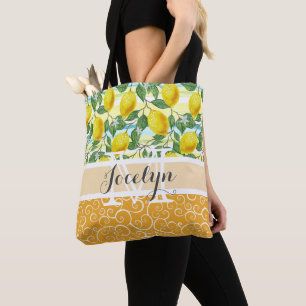 Benutzerdefiniertes mediterranes Sommer-Limonen-Fr Tasche