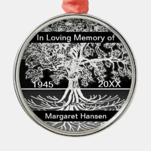 Benutzerdefiniertes Memorial   Baum des Lebens Silbernes Ornament