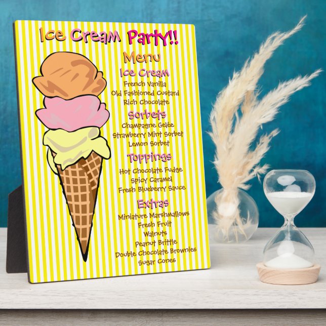 Benutzerdefiniertes Menü für das Eiscreme-Party Fotoplatte (Seite)