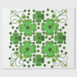 Benutzerdefiniertes Metallic Grün Kleeblatt & Wirb Geschenkpapier