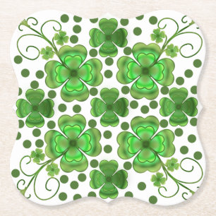Benutzerdefiniertes Metallic Grünes Kleeblatt- und Untersetzer